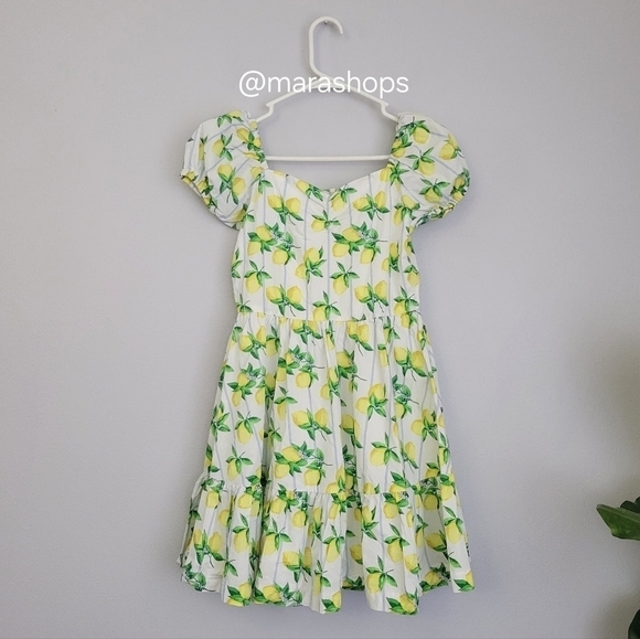Janie & Jack Lemon Stripe Puff Sleeve Dress - Picture 2 of 6
